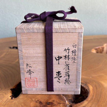 Byakudan-nuri Natsume by Nakade Shoho — Bamboo Grove & Sparrows, Tomobako