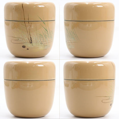 Miyata Sokei White Lacquer Kingfisher Maki-e Natsume Tea Caddy