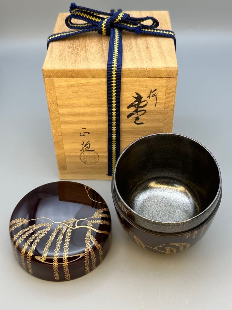 Lacquer Tea Caddy Natsume Willow Maki-e by Nawate Masaharu