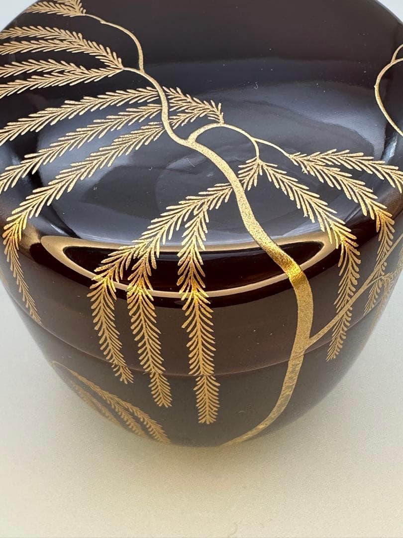 Lacquer Tea Caddy Natsume Willow Maki-e by Nawate Masaharu