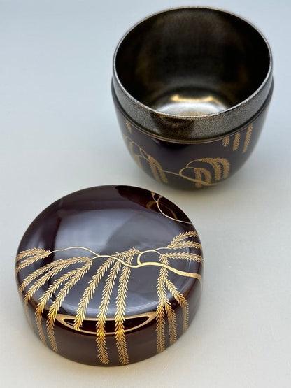 Lacquer Tea Caddy Natsume Willow Maki-e by Nawate Masaharu