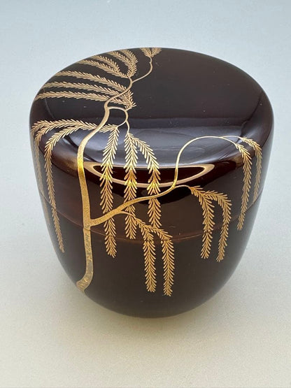Lacquer Tea Caddy Natsume Willow Maki-e by Nawate Masaharu