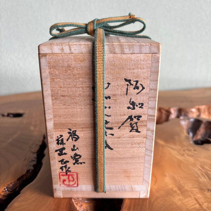 Ogi Oseki Yohen Chaire | Fukuyama Kiln Ash-Glazed Tea Caddy | Signed Tomobako
