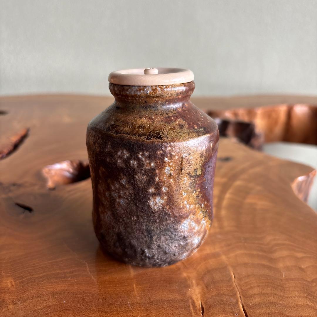 Ogi Oseki Yohen Chaire | Fukuyama Kiln Ash-Glazed Tea Caddy | Signed Tomobako