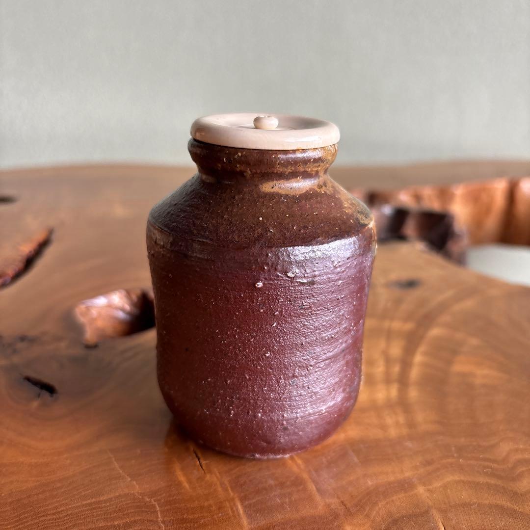Ogi Oseki Yohen Chaire | Fukuyama Kiln Ash-Glazed Tea Caddy | Signed Tomobako