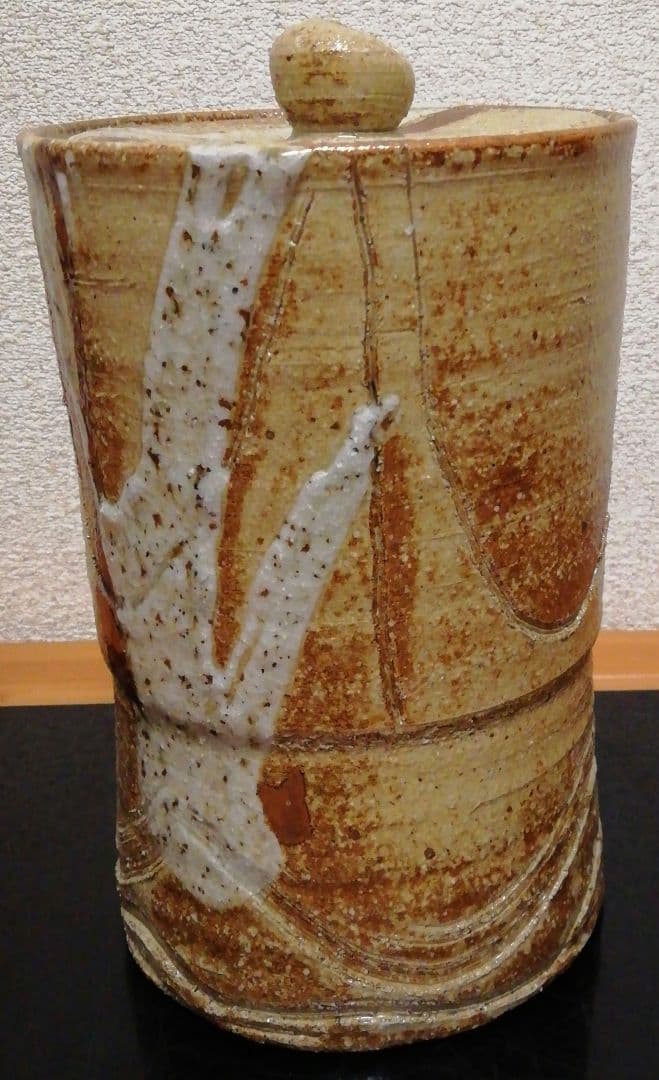 Kato Kiichi Mino-Iga Mizusashi Water Jar Natural Ash Glaze