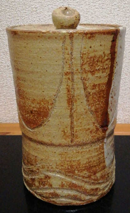 Kato Kiichi Mino-Iga Mizusashi Water Jar Natural Ash Glaze