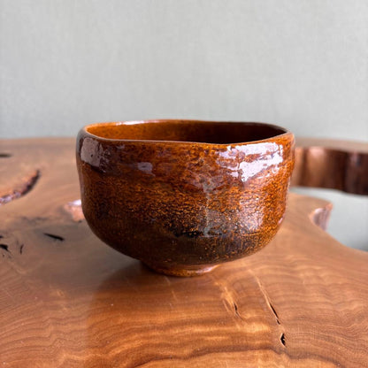 Ohi Choami Ohi Ware Chawan Tea Bowl — Deep Amber Glaze, Kaga Lineage, Tomobako | 大樋長阿弥造 大樋焼茶碗