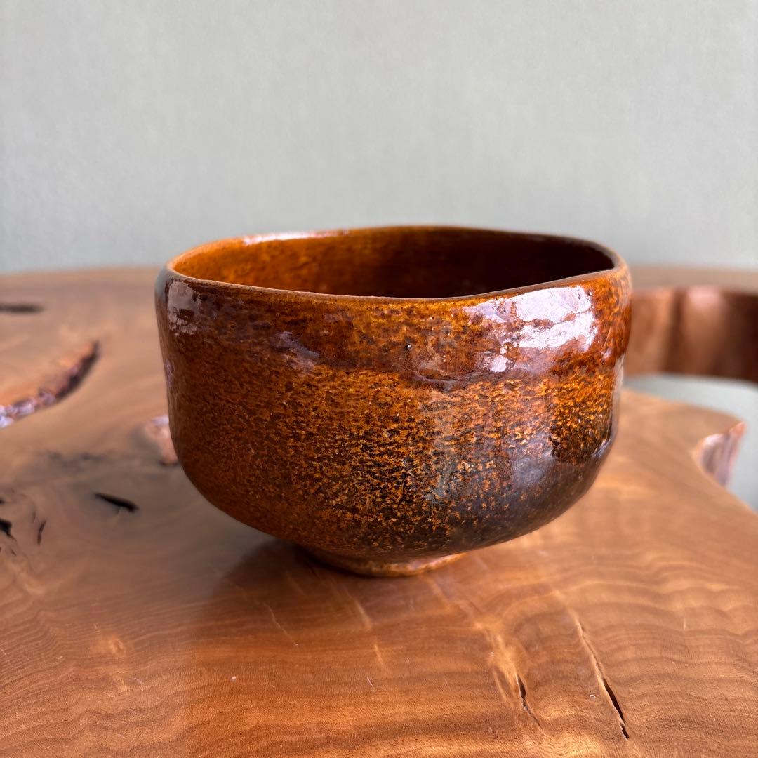 Ohi Choami Ohi Ware Chawan Tea Bowl — Deep Amber Glaze, Kaga Lineage, Tomobako | 大樋長阿弥造 大樋焼茶碗