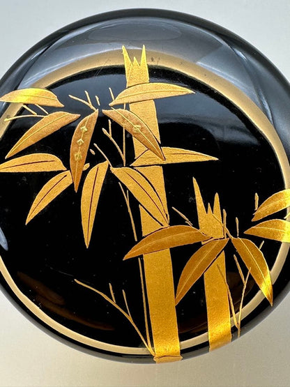 Bamboo Maki-e Lacquer Natsume Tea Caddy by Arai Shihou, Japanese Chanoyu Urushi Chaki with Signed Tomobako