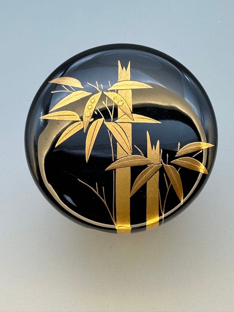 Bamboo Maki-e Lacquer Natsume Tea Caddy by Arai Shihou, Japanese Chanoyu Urushi Chaki with Signed Tomobako