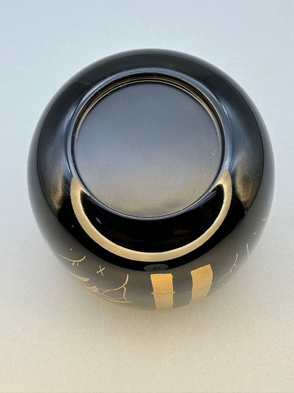 Bamboo Maki-e Lacquer Natsume Tea Caddy by Arai Shihou, Japanese Chanoyu Urushi Chaki with Signed Tomobako