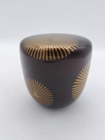 Gold Chrysanthemum Maki-e O-Natsume | Kawakamie Koho Tame-Nuri Tea Caddy