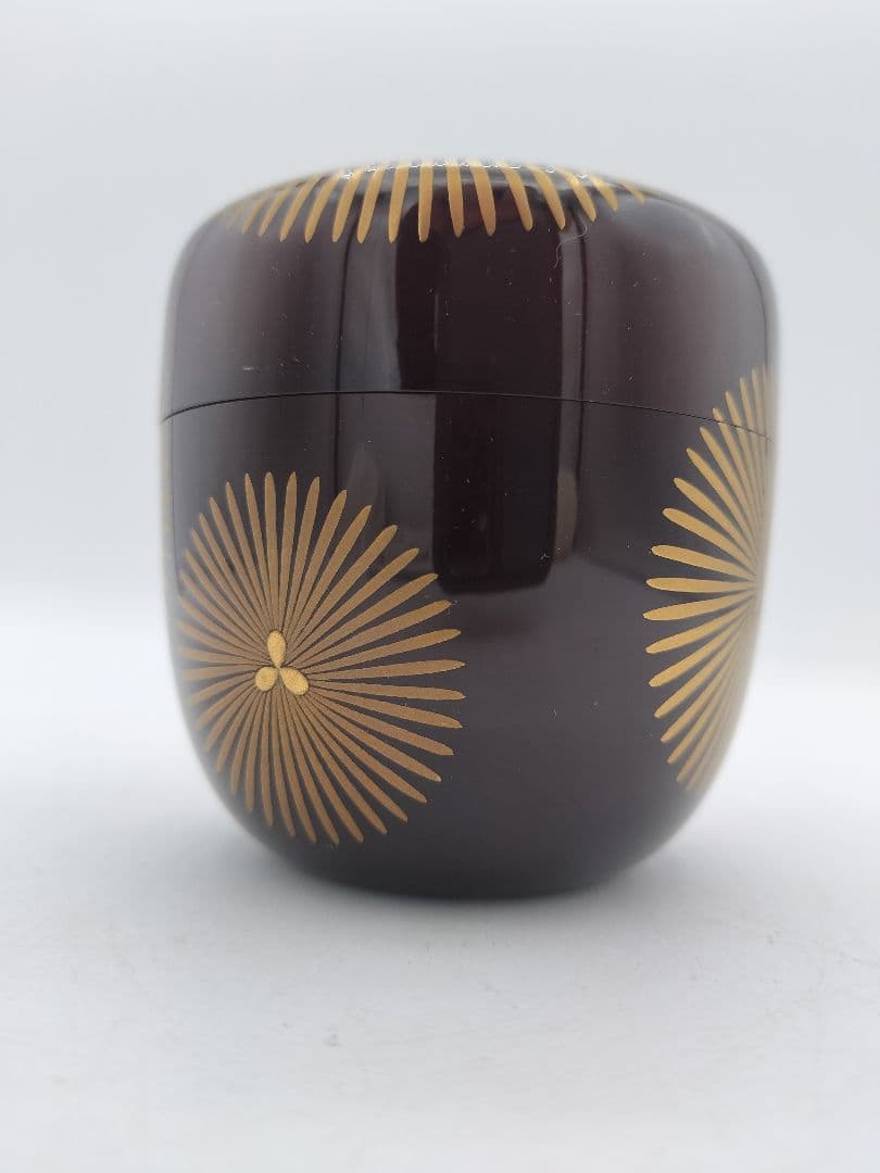 Gold Chrysanthemum Maki-e O-Natsume | Kawakamie Koho Tame-Nuri Tea Caddy