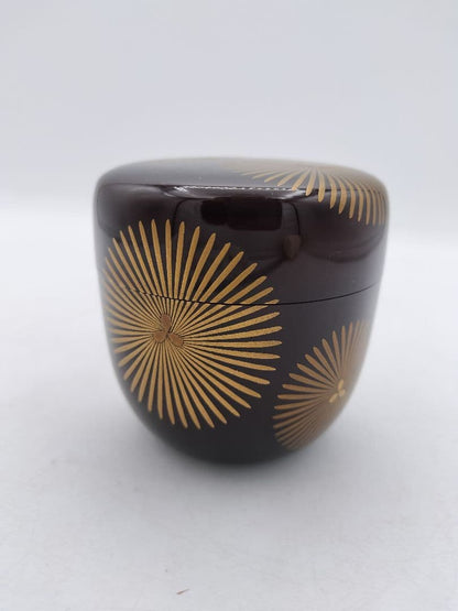 Gold Chrysanthemum Maki-e O-Natsume | Kawakamie Koho Tame-Nuri Tea Caddy