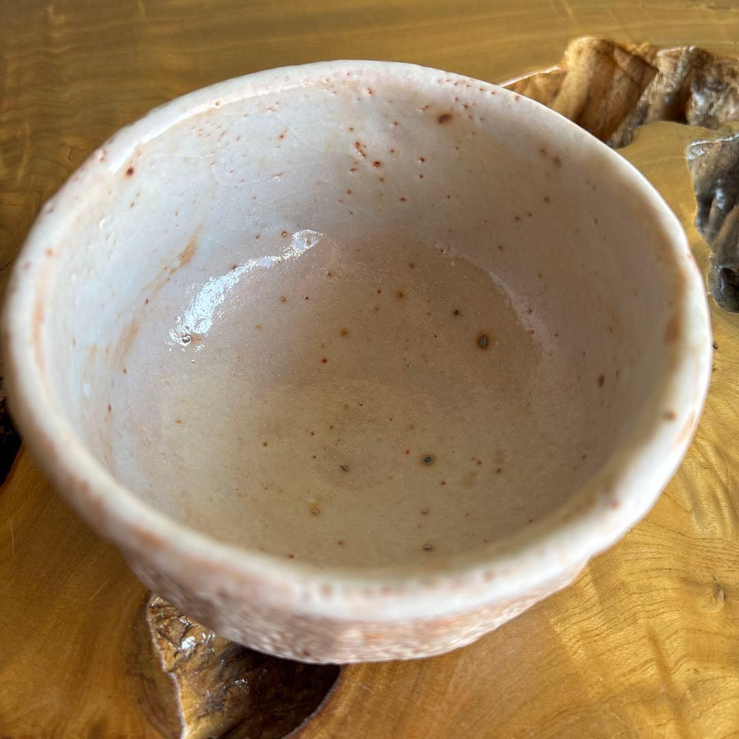 Shino-Style Chawan Pink Rough Glaze — Gogo Kiln, Faceted Body, Signed Box