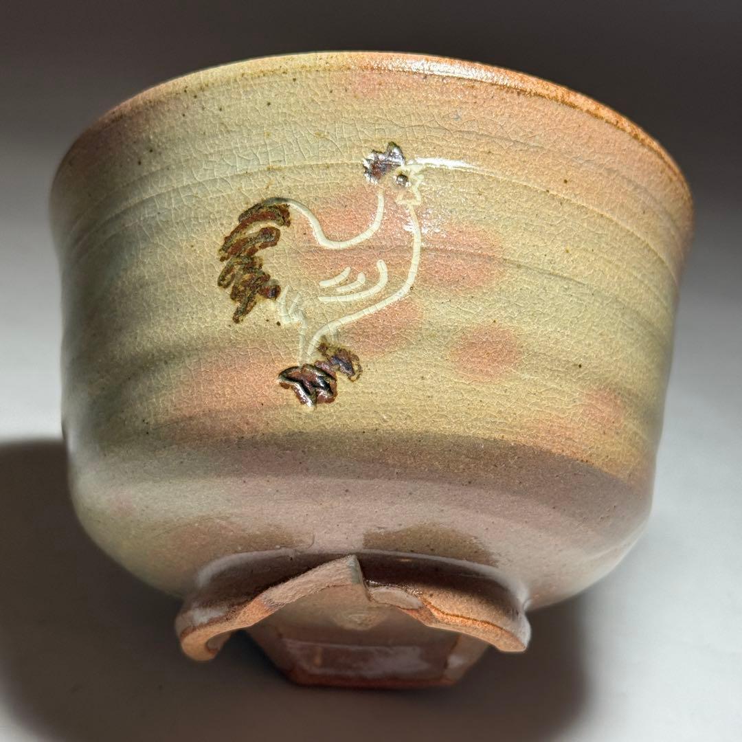 Gohonte Rooster Tea Bowl by Hayashi Eijin | Momoyama-gama Mino | Kiridate Kōdai | Signed Box