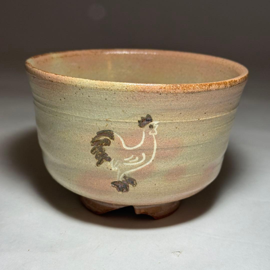 Gohonte Rooster Tea Bowl by Hayashi Eijin | Momoyama-gama Mino | Kiridate Kōdai | Signed Box