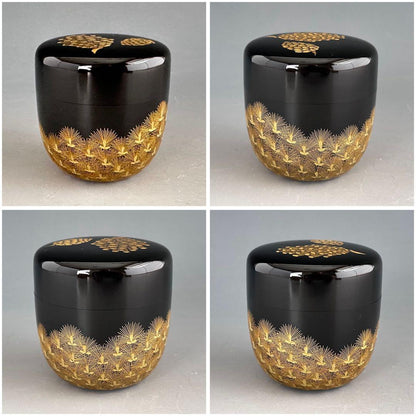 Wajima-nuri Chinkin Pine Natsume Tea Caddy by Taniuchi Kazuko