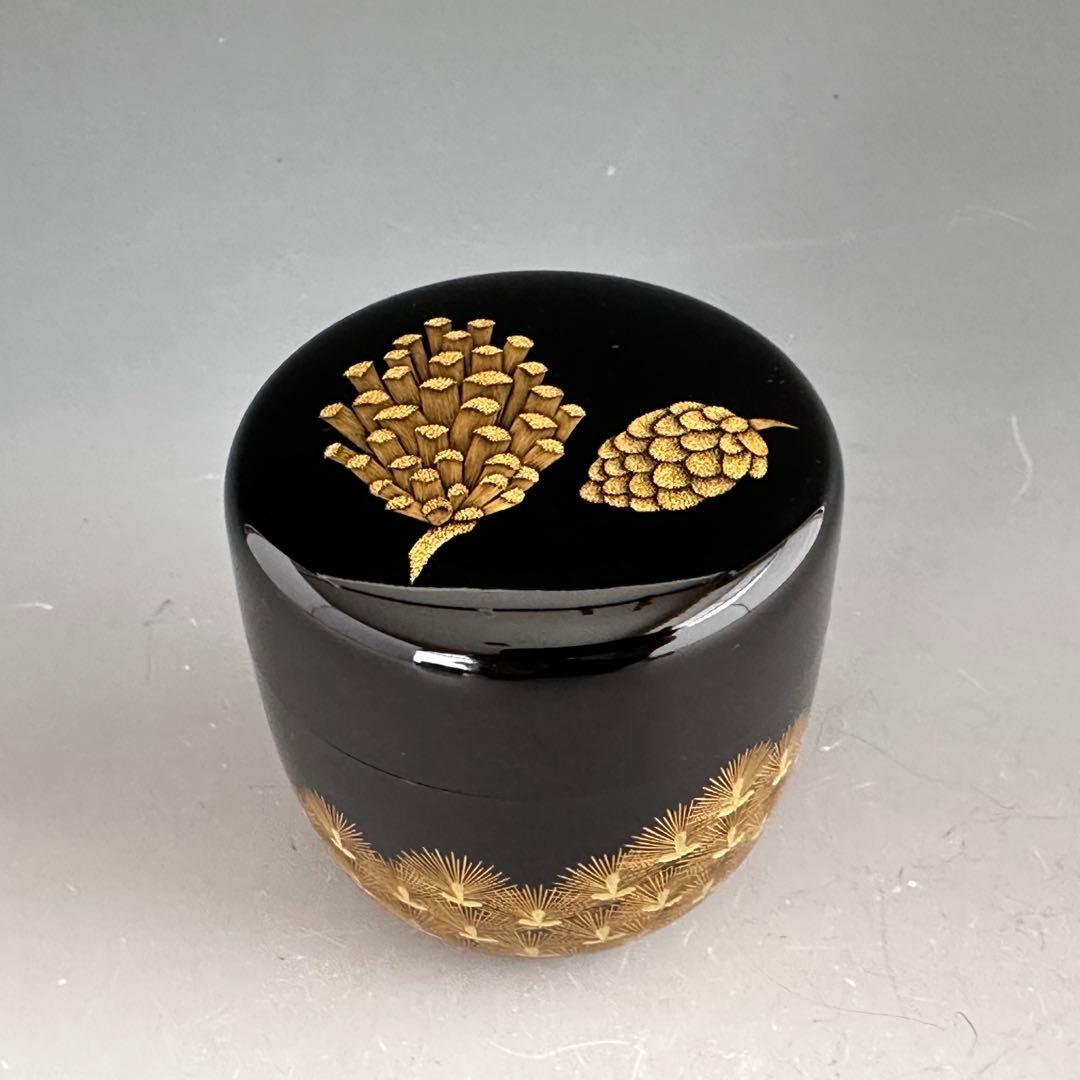 Wajima-nuri Chinkin Pine Natsume Tea Caddy by Taniuchi Kazuko