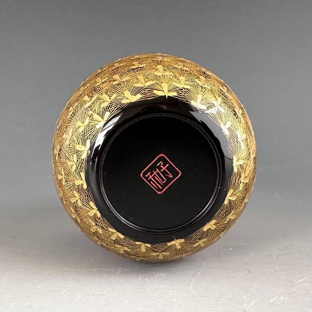Wajima-nuri Chinkin Pine Natsume Tea Caddy by Taniuchi Kazuko