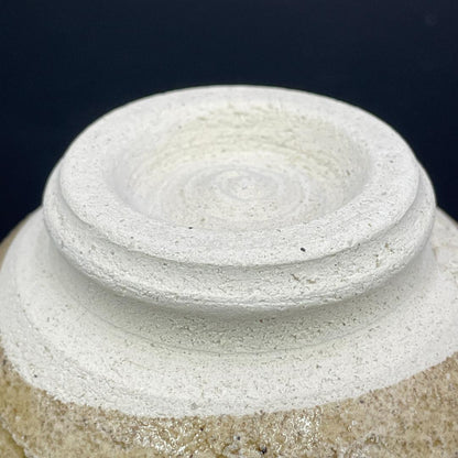 Aoki Kunihiro Irabo Chawan — Olive Sand Glaze Tea Bowl with Throwing Ridges w/ Tomobako