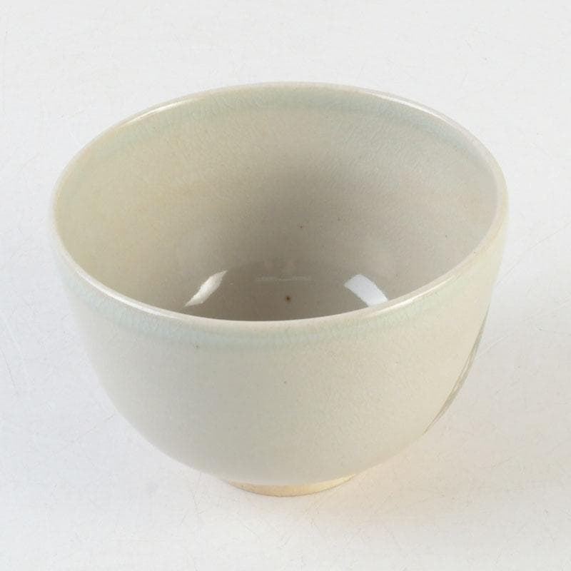 Iro-e Fan Motif Matcha Bowl by Wada Tozan, Kotoura Kiln — Signed Wooden Box
