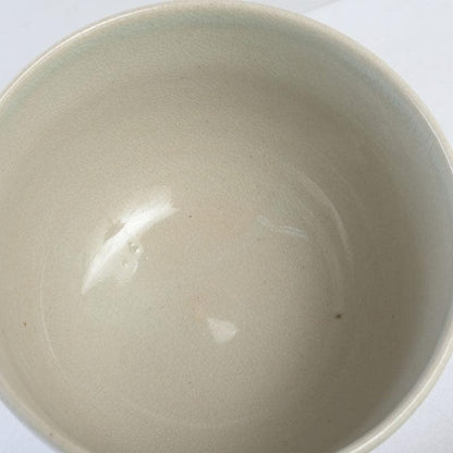 Iro-e Fan Motif Matcha Bowl by Wada Tozan, Kotoura Kiln — Signed Wooden Box