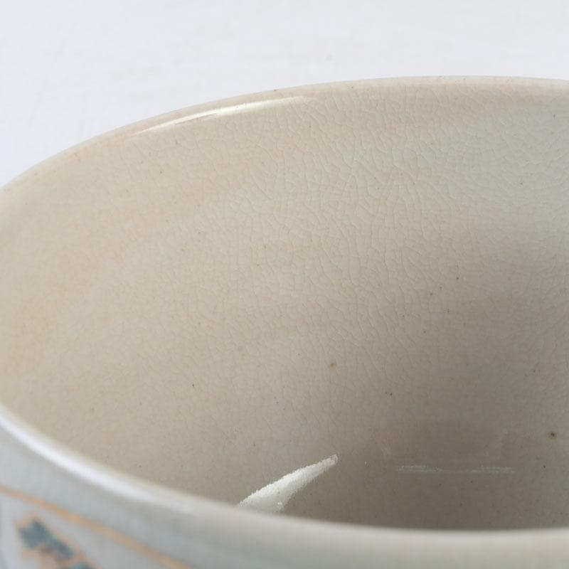 Iro-e Fan Motif Matcha Bowl by Wada Tozan, Kotoura Kiln — Signed Wooden Box