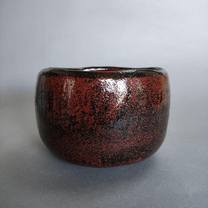 Shodai Higaki Souraku Black-Red Glaze Raku Chawan | Kei-gama | Signed Tomobako | Kuro-beni-yu