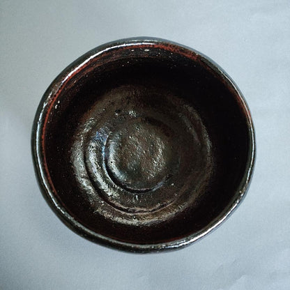 Shodai Higaki Souraku Black-Red Glaze Raku Chawan | Kei-gama | Signed Tomobako | Kuro-beni-yu