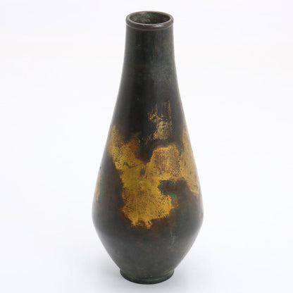Hata Zōroku Gilt Bronze Flower Vase (Hanaire) — Houunsai Authentication, Tea Ceremony Bronze