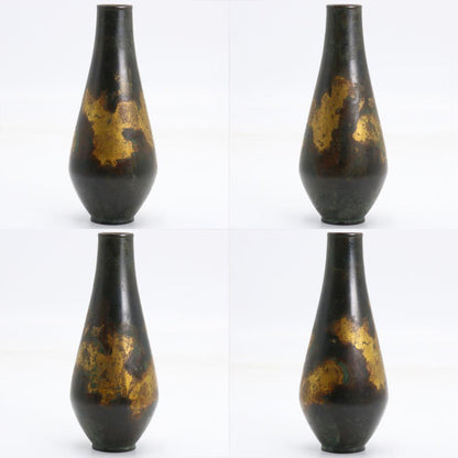 Hata Zōroku Gilt Bronze Flower Vase (Hanaire) — Houunsai Authentication, Tea Ceremony Bronze