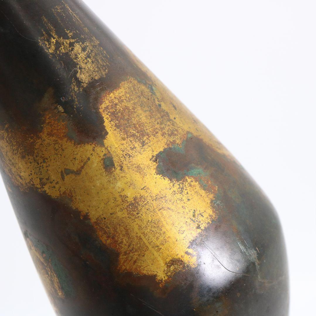 Hata Zōroku Gilt Bronze Flower Vase (Hanaire) — Houunsai Authentication, Tea Ceremony Bronze