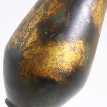 Hata Zōroku Gilt Bronze Flower Vase (Hanaire) — Houunsai Authentication, Tea Ceremony Bronze