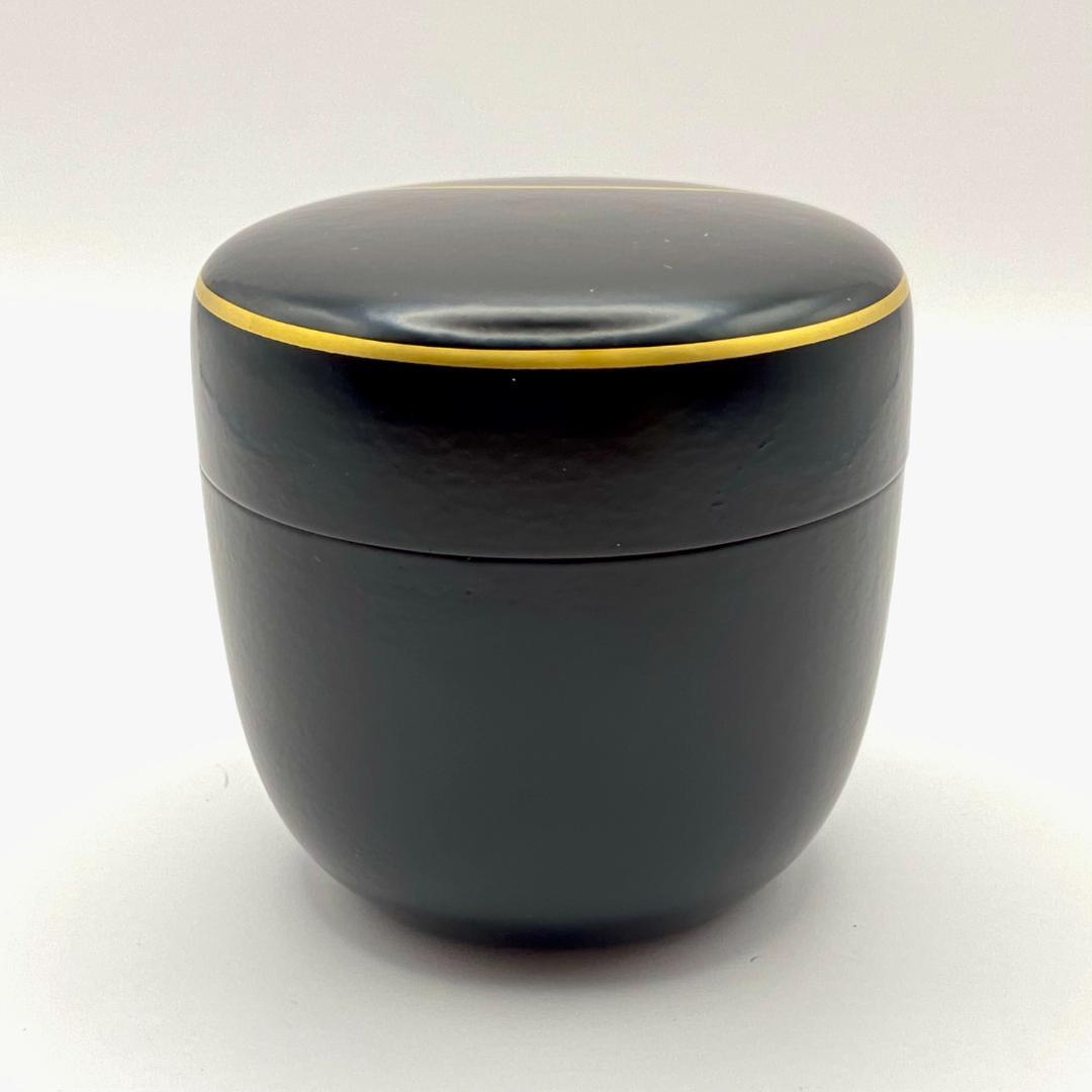 Dojo Soko Ikkan-nuri O-Natsume Tsubo-tsubo Gold Line Tea Caddy Lacquer
