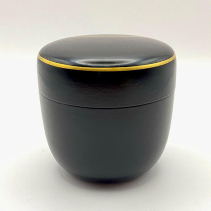 Dojo Soko Ikkan-nuri O-Natsume Tsubo-tsubo Gold Line Tea Caddy Lacquer
