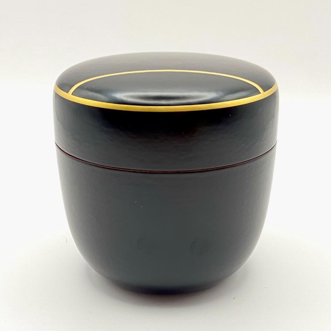 Dojo Soko Ikkan-nuri O-Natsume Tsubo-tsubo Gold Line Tea Caddy Lacquer