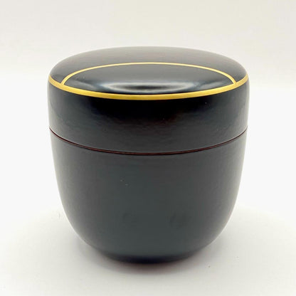 Dojo Soko Ikkan-nuri O-Natsume Tsubo-tsubo Gold Line Tea Caddy Lacquer