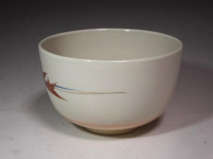 Kyo Ware Maple Leaf Tea Bowl by Kudo Juraku - Hounsai XV Urasenke Kao Inscription