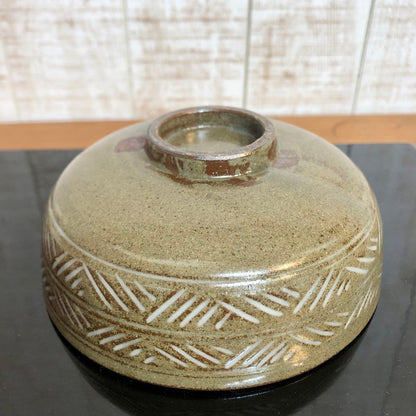 Mishima Inlay Tea Bowl by Tachikichi - Korean Style Chawan with Flower Pattern