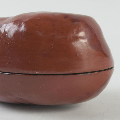 Azuchi Kizan Kaga Kanshitsu Kuri Kogo — Chestnut Incense Box, Dry Lacquer, Tomobako
