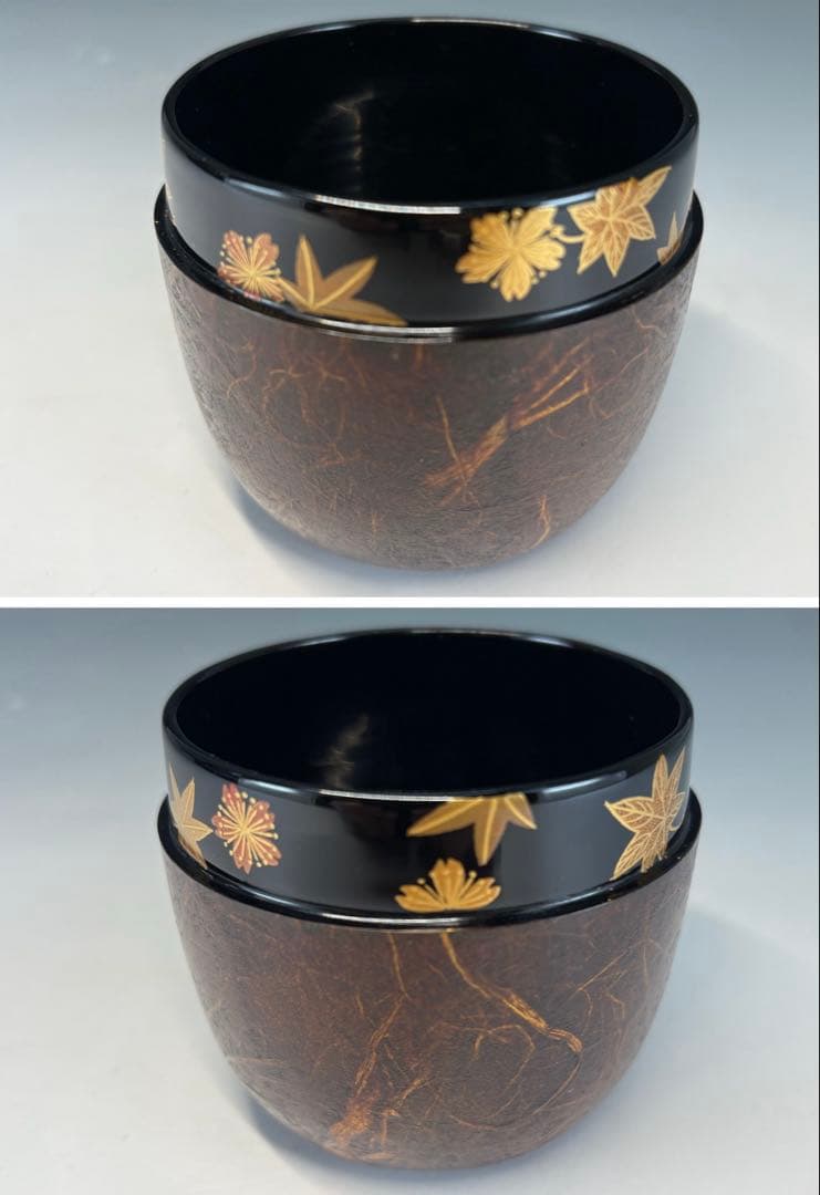 Spring Autumn Natsume by Takasaki Shuho – Japanese Tea Caddy – Washi Lacquer – Japan