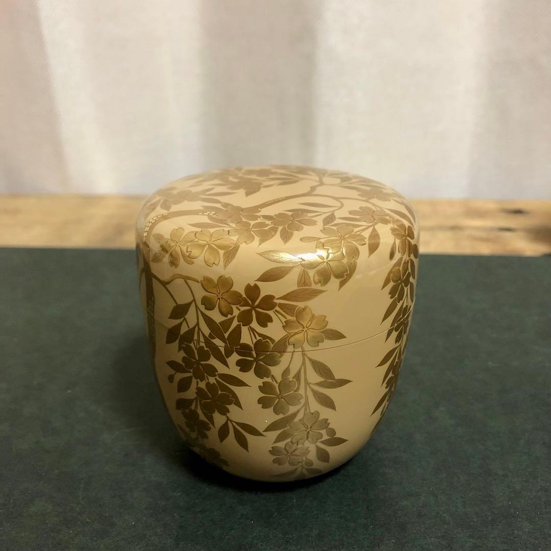 Sakura Lacquer Natsume by Wakashima Takao – Japanese Tea Caddy – Silver Ground – Japan