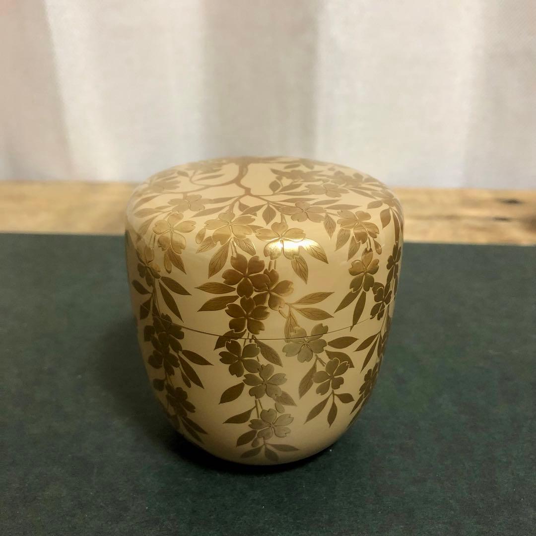 Sakura Lacquer Natsume by Wakashima Takao – Japanese Tea Caddy – Silver Ground – Japan