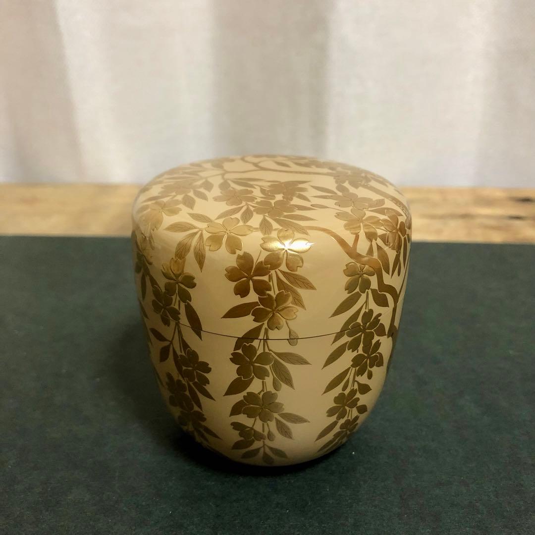 Sakura Lacquer Natsume by Wakashima Takao – Japanese Tea Caddy – Silver Ground – Japan