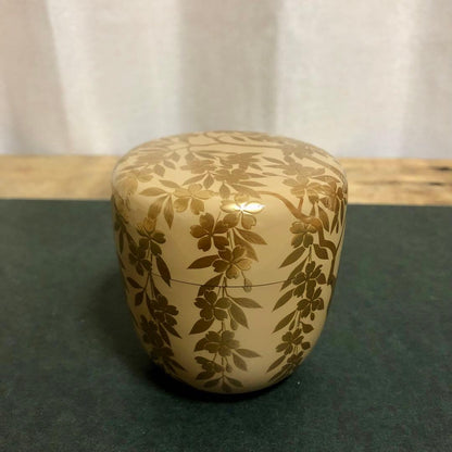 Sakura Lacquer Natsume by Wakashima Takao – Japanese Tea Caddy – Silver Ground – Japan