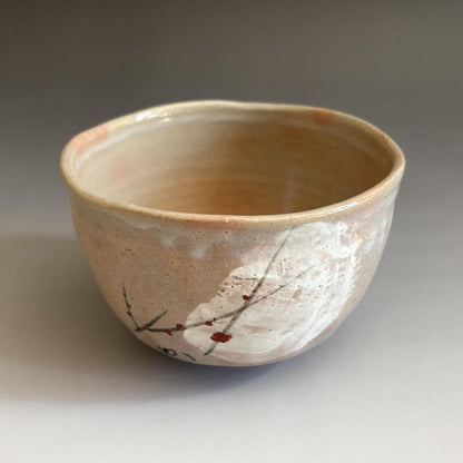 Eiraku Zengoro XVI Sokuzen | Kenzan-Style Plum Moon Chawan | Kenchu-sai Inscription | Omotesenke Tea Ceremony