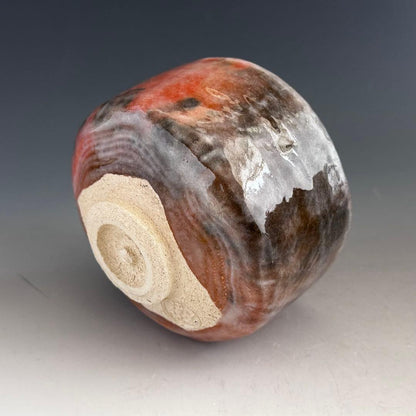 Aka-Raku Tea Bowl with Smoke Keshiki by Ogawa Yukio