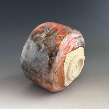 Aka-Raku Tea Bowl with Smoke Keshiki by Ogawa Yukio